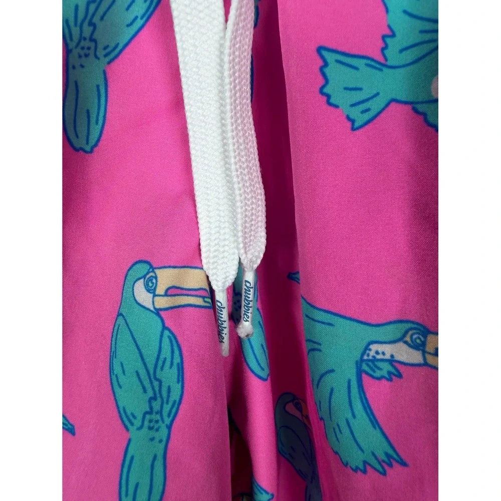 Chubbies Mens Small Pink Toucan Print Swim Trunks 5.5 Inch Inseam Mesh Lined